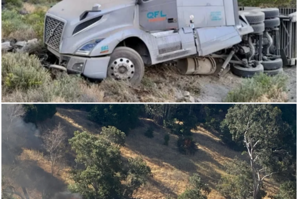 Big Rig Dangles Off Bridge on I-80 Near the California-Nevada Line