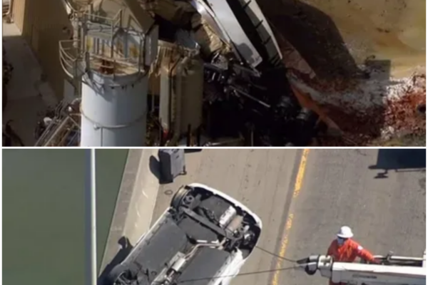 Major-Injury Crash Leaves Big Rig Dangling from Bridge on California Interstate